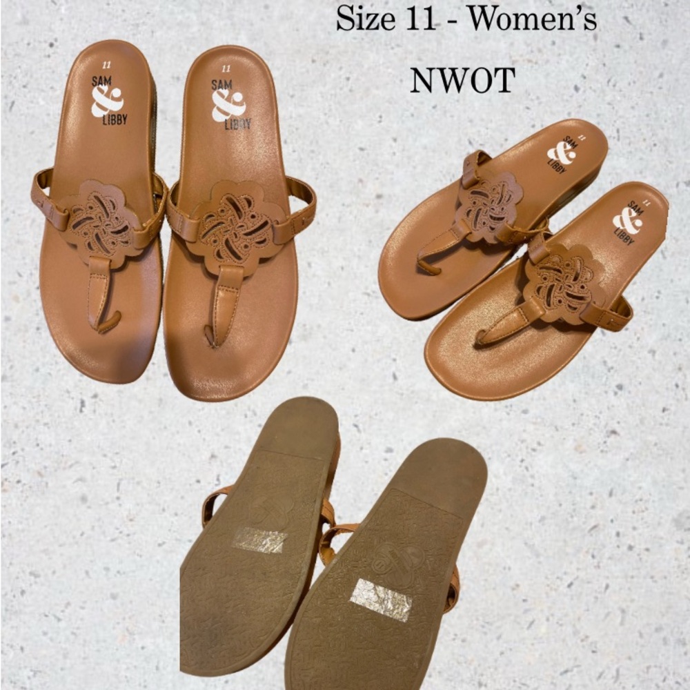 Sam & Libby Brown Sandals Classic Thong Design
